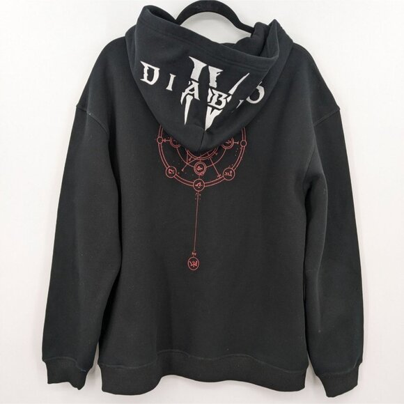 Diablo IV Hoodie The Wild Collective Size L Graphic Skull Tree Rune Gamer Gothic - Picture 2 of 9